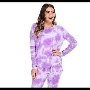 Theo & Spence Brushed Hacci Knit Long Sleeve Yummy Tie-Dye Top